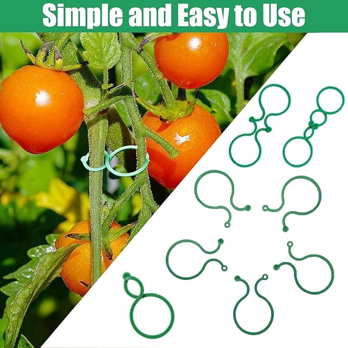Hysagtek 100 Pcs Plant Support Clips - Heavy Duty Garden Clips for Tomatoes, Vines & Climbing Plants - Reusable Green Plastic Plant Ties