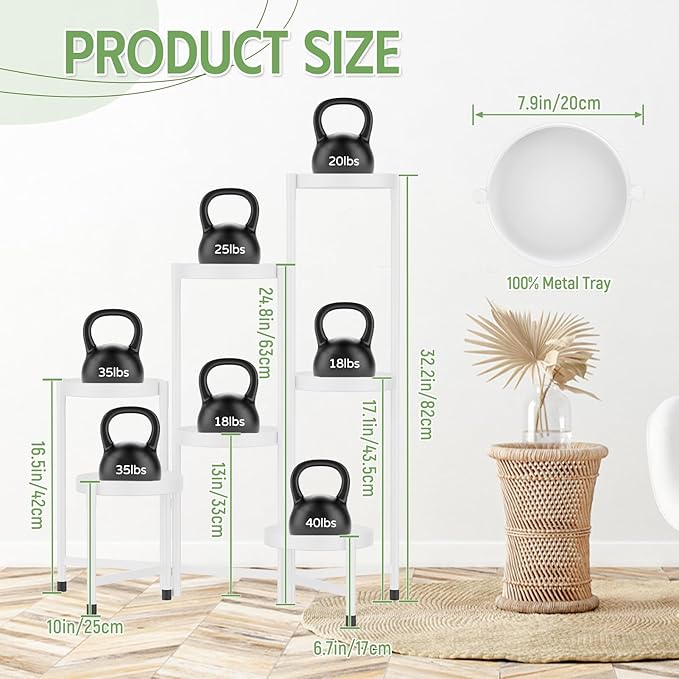 iDavosic.ly Plant Stand Indoor Outdoor, 7 Tier Corner Metal Flower Display Holder Shelf, Easy Assembly Folding Tall Orchid Rack for Patio Balcony Porch Garden Living Room House, White