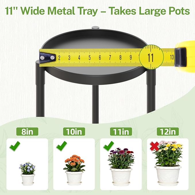 iDavosic.ly 1 Tier Corner Plant Stand Indoor, 16 Inch Tall Vertical Metal Flower Heavy Duty Pot Holder Shelf Outdoor for Patio Porch Living Room, Modern Black
