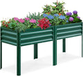 KING BIRD Raised Garden Bed with Legs Galvanized Large Elevated Planter Box for Backyard, Patio, Balcony, 600lb Capacity, Green 70.9x22.8x31.5 in