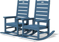 SERWALL Outdoor Rocking Chair Set of 2, Oversized Rocking Chair with Footboard for Adults, HDPE All Weather Resistant Rocking Chairs for Patio, 350lbs Weight Capacity, Navy