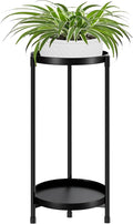 Plant Stand indoor outdoor - 2 Tier black Tall Metal Flower Pot Holder Potted Display Rack - Heavy Duty Corner Plant Shelf for Patio Garden Balcony Living Room Bedroom