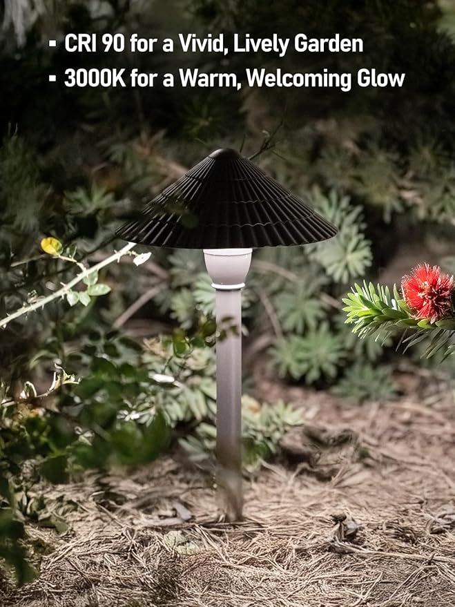 LEONLITE Low Voltage Landscape Lights, 3W 12V Pathway Lighting Wired, IP65 Waterproof Light for Yard Lawn, ETL Listed, Bronze Aluminum Housing, 5000K Daylight, Pack of 4