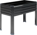 Galvanized Raised Garden Bed with Legs,48×18×30in Elevated Planter Box for Backyard,Garden, Patio, Balcony, 300lb Capacity,Planters for Outdoor Plants,Black