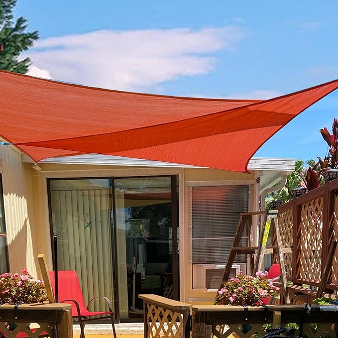 SUNLAX Custom Size 10'x15'x18' Red (Terra) Sun Shade Sail Right Triangle UV Block Sunshade for Backyard Yard Deck Patio Garden Outdoor Facility (Customized)