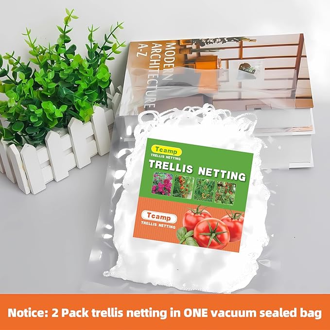 Tcamp Trellis Netting for Plants (5Ft x30Ft, 3.5" Square Mesh Ployester, 2Pack)