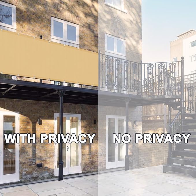 LOVE STORY Balcony Privacy Screen, 3'x10' Sand Deck Shield Screen Fence Cover (HDPE),UV Protection and Weather-Resistant,3 FT Height for Deck, Patio, Backyard, Outdoor Pool, Porch, Railing,