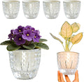 6 Pack 4 inch Self Watering Pots Planters for Indoor Plants, African Violets Pots with Wick Rope, Modern Plastic Nursery Pots for All House Plants,Flowers Succulents,Herbs,Cactus,Orchids