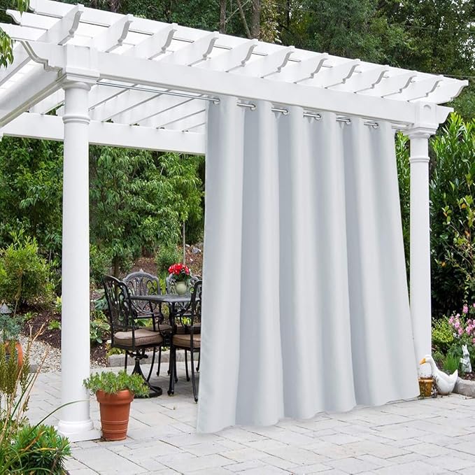 NICETOWN Bedroom Room Darkning Curtain for Patio Privacy, Thermal Insulated Grommet Sunlight Block Outside Divider UV Protection for Porch/Patio/Sliding Glass Door, W84 x L95, 1 Panel, Greyish White