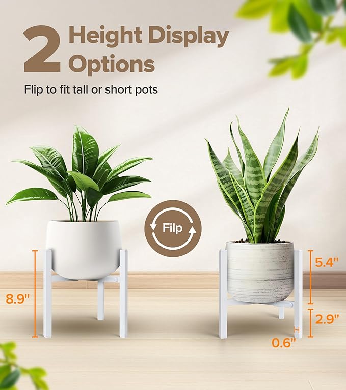 Plant Stand Indoor Adjustable, Metal Modern Indoor Plant Stand, Heavy Duty Plant Stands Outdoor Corner, Stable Plant Holder, Fits 8 to 12 Inches Pots, White, 1 Pack, Pot & Plant Not Included