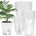 Self Watering Pots for Indoor Plants with Deep Reservoir and High Drainage Holes for Outdoor Plants and Flowers, Bare Root Planter(4.72'', 5.91'', 7.09'',White,9 Pcs)