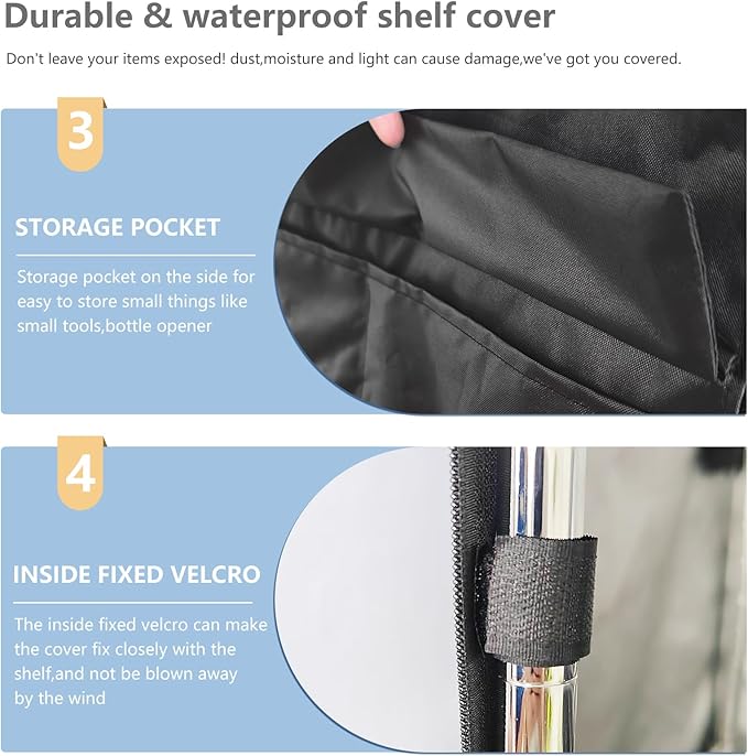 Waterproof Shelf Cover,Outdoor 600D Heavy Duty Dustproof Storage Shelves Cover,48''x18''x82'' Shelf Covers for Wire Shelving with Zippers,Storage Rack Covers with Clear Front