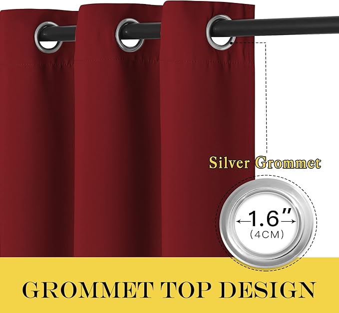 NICETOWN Blackout Drapery Curtain Panel 90 inches Long - Window Treatment Thermal Insulated Grommet Blackout Curtain/Drape for Bedroom Living Room (Burgundy Red, 1 Panel, 46 by 90 inches)