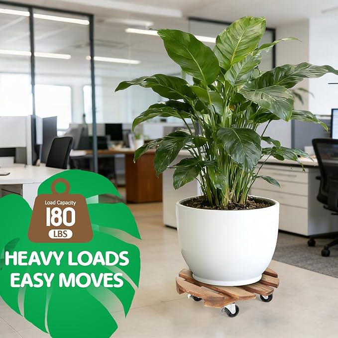 2 Pack Plant Stand with Wheels, Plant Caddies with 360° Lockable Smooth Sliding Wheels Durable Sturdy, Outdoor/Indoor Heavy Duty Rolling Plant Stand for Plant Pot,Flower Pot (12" Dark brown)