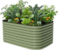 Vego garden 26" Extra Tall Raised Garden Bed Kits, 6 in 1 Modular Raised Planter Box for Vegetables Flowers Fruits Oval Metal Raised Garden-Olive Green