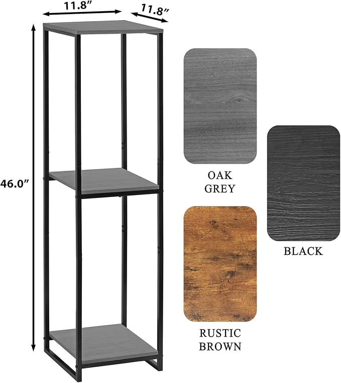 46" Tall Plant Stand Indoor, 3-Tier Modern Plant Shelf, Corner Flower Pot Holder Organizer for Living Room Balcony Patio Garden (Oak Grey)