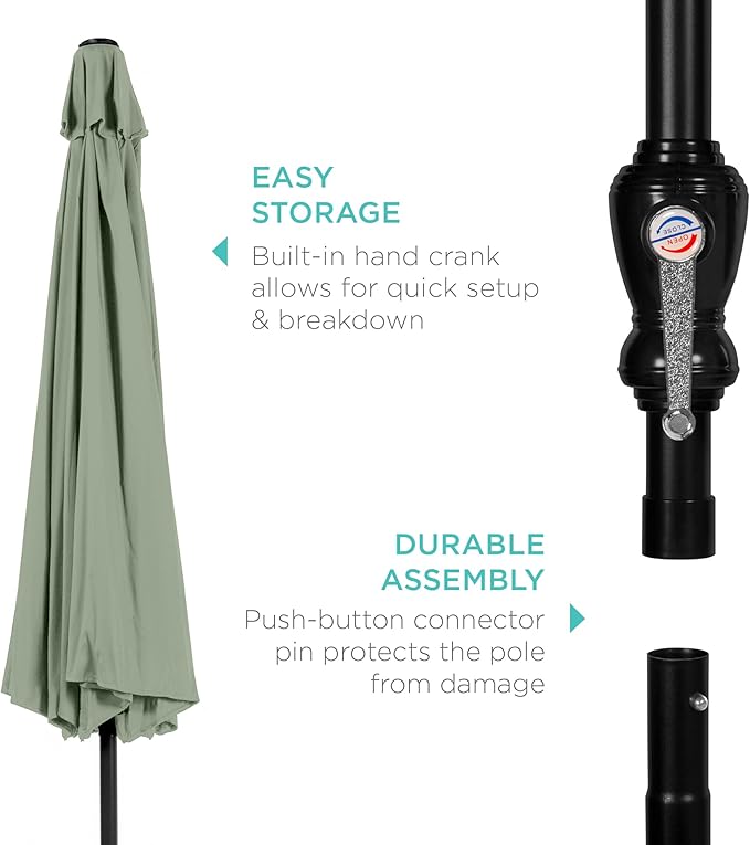 Best Choice Products 10ft Outdoor Table Compatible Steel Polyester Market Patio Umbrella w/Crank and Easy Push Button Tilt