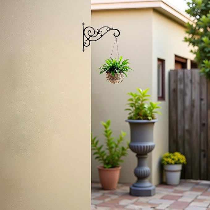 AIM & GGKK Metal Plant Hanger Hook – 2 Pack Hanging Plant Holder for Indoor & Outdoor Use,Wall Hangers Hooks for Hanging Baskets,Wall Mount Bracket for Flower Pots & Planters,Bird Feeders,Lanterns