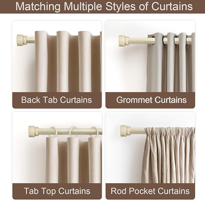 Antique White Curtain Rods for Windows 72 to 144 Inches Heavy Duty Adjustable 1" Diameter Window Rod with Decorative Finials for Bedroom Living Room Kitchen Outdoor Farmhouse