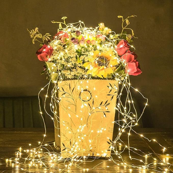 ZNYCYE Solar Waterfall Fairy Bunch Lights Outdoor Waterproof 200LEDs 8 Modes Watering Can Light (NO CAN), Solar Powered String Lights Firefly Vine Garden Decorations Gardening Gifts for Mom