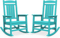 SERWALL HDPE Outdoor Rocking Chair Set of 2, Patio Rocking Chairs, All-Weather Porch Rockers for Adults, Aruba Blue