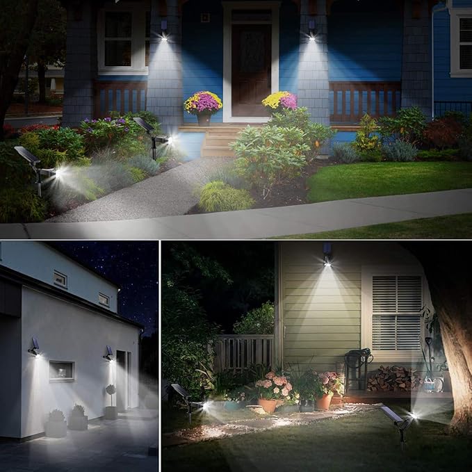 URPOWER Solar Lights Outdoor 2-in-1 Waterproof Solar Spotlight Auto On/Off Wall Lights Pathway Lights Landscape Lighting for Yard Garden Pool - Cool White (2 Pack)