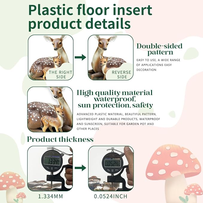 Fairy Garden Stake Decor, Acrylic 2D Garden Fairy Decoration, Fairy Garden Accessories for Outdoor Indoor Yard Lawn Pot Plants (Deer-Garden)
