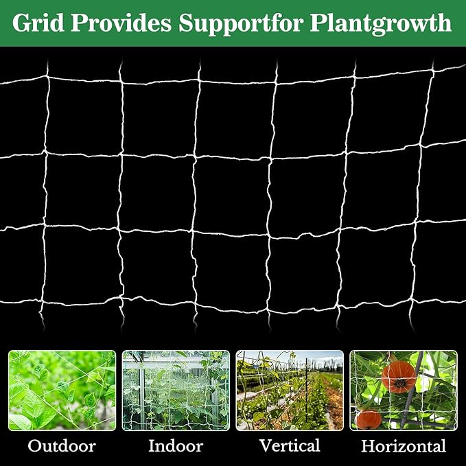 Sukh Garden Plant Trellis Netting -Trellis Net Polyester Trellis Netting Garden Square Mesh for Climbing Plants Fruits Vegetables VinesGrow Tents (4)