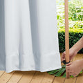 NICETOWN 2 Panels Outdoor Curtains Waterproof for Patio, Thermal Insulated Top & Bottom Grommet & Back Tab Light Blocking Outdoor Drapes, Windproof with Bouns Rope, W52 x L95, Greyish White