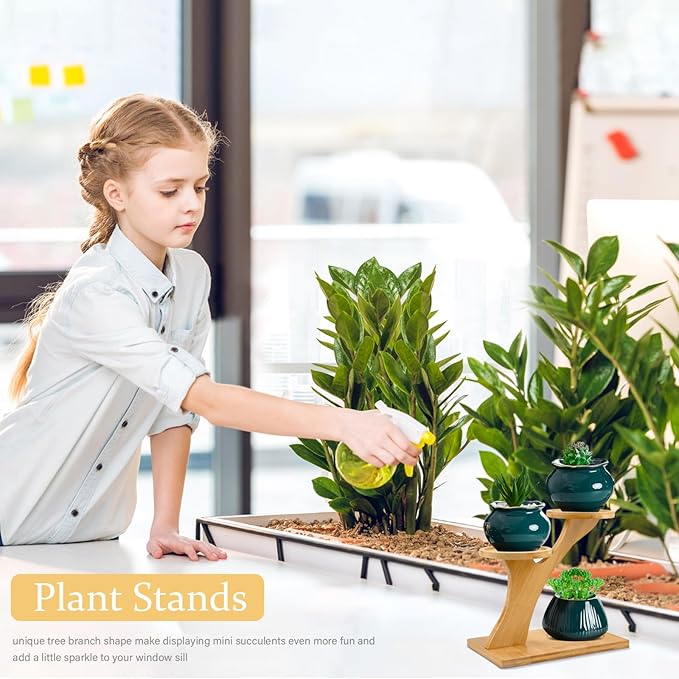 XXXFLOWER Bamboo Plant Stand ,3 Tiers Indoor Succulent Windowsill Shelf - Small Tabletop Plant Holder for Home, Office, Living Room, Bedroom Decoration 1pc