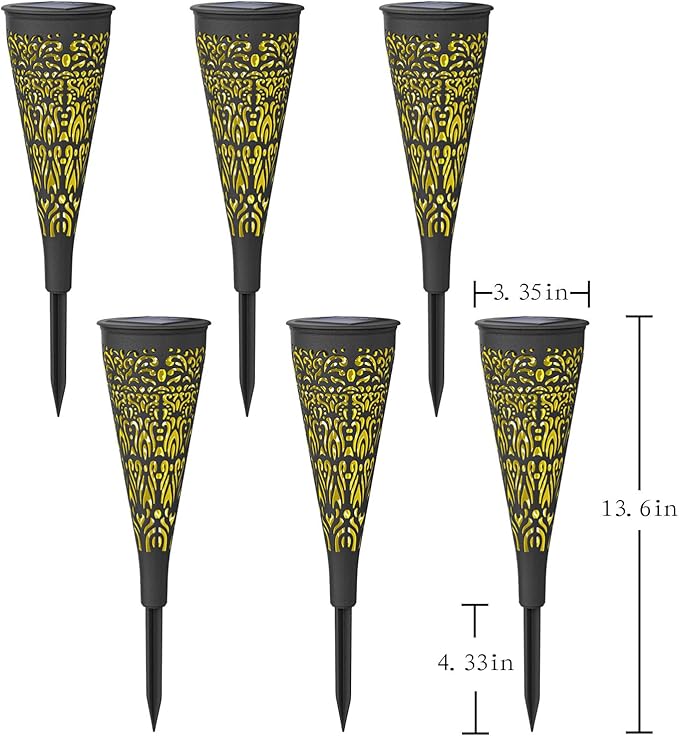 6 Pack Solar Lights Outdoor Garden Decorative Mandala Solar Pathway Lights Waterproof Plastic Outside Solar Path Landscape Lights Gardening Gifts for Women Mom Backyard Walkway Yard Decor
