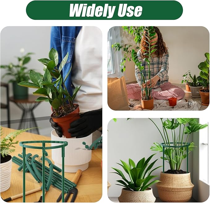 Uzoli 12 Pack Plant Support Stakes Sets - Versatile Plant Cages, Stackable 3 Tier Garden Flower Support，Plant Stakes for Indoor Outdoor Plants Tomato, Peony, Monstera, Hydrangea, Climbing Plants