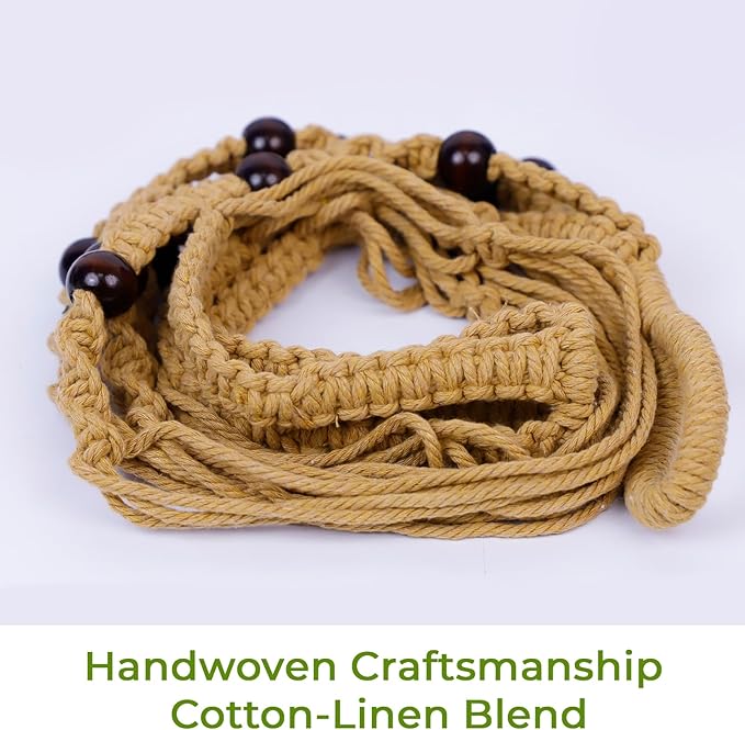 Macrame Plant Hanger, Up to 4-15 inch Pots, Wood Beads Cotton Hanging Planter Holder for Indoor Outdoor Boho Home Decor, 35 Inch, Set of 2 (Brown)