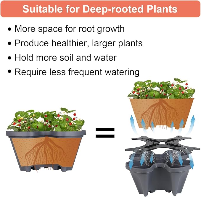 GameXcel Vertical Planter 5 Tier Stackable Planters Garden Planters Strawberry Herb Flower and Vegetable Planter Indoor Outdoor Gardening Pots with Removable Wheels and Tools - Dark Gray