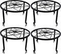 yosager 4 Pack Metal Plant Stands for Flower Pot, Heavy Duty Black Iron Potted Stand Holder, Indoor Outdoor Rustproof Metal Planter Container Round Supports Display Rack for Home & Garden Decor