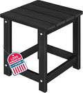 LZRS Adirondack Square Outdoor Side Table for Patio, Pool Composite Patio Table,HDPE End Tables for Backyard,Pool, Indoor Companion, Easy Maintenance & Weather Resistant(Black)