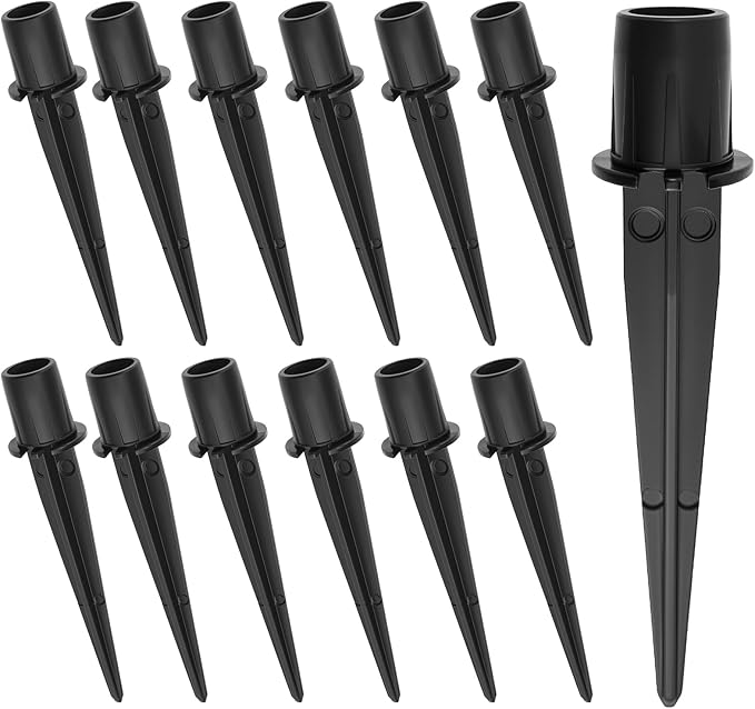 12 Sets Metal Replacement Stakes for Solar Lights, 0.78" x 5.35" Solar Outdoor Ground Spikes for Pathway Lights, Garden Landscape, Yard & Patio Lamps