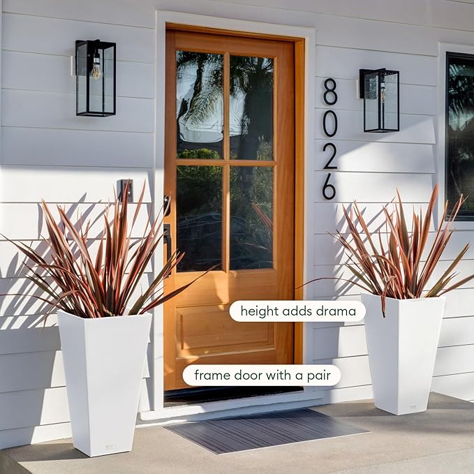 Veradek V-Resin Indoor/Outdoor Taper Planter (30 inch, White)