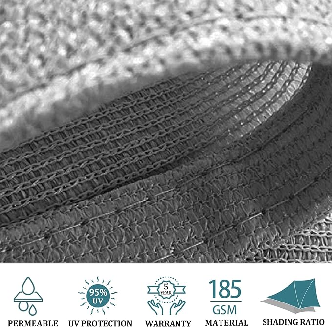 Shade&Beyond Triangle Sun Shade Sail 16'X16'X16' Permeable Canopy Light Grey for Patio Garden Yard Deck Pergola (We Make Custom Size)