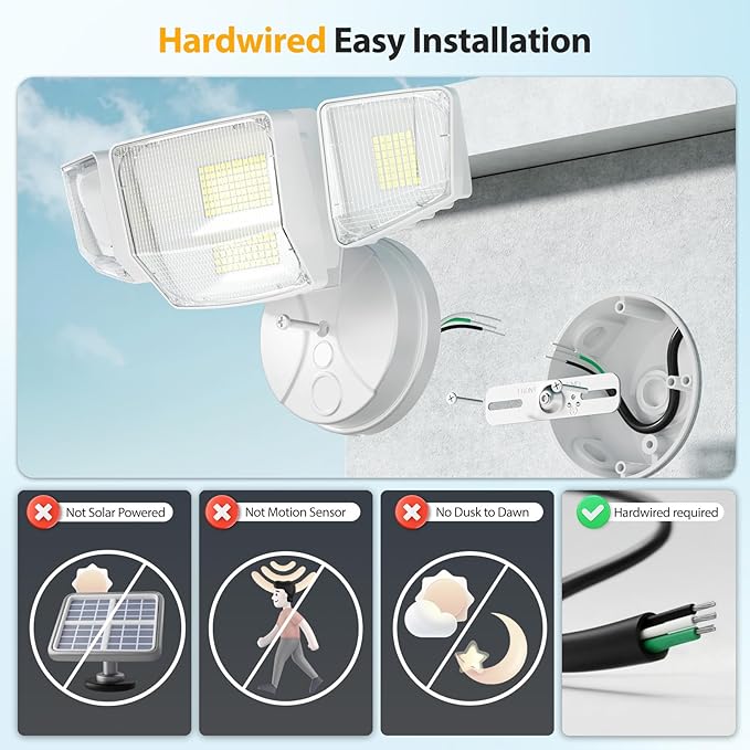Onforu 90W Flood Lights Outdoor, 10000LM Ultra Bright 4-Head LED Security Light with Switch Control, IP66 Waterproof 6500K Exterior Lights for Yard Garage Patio