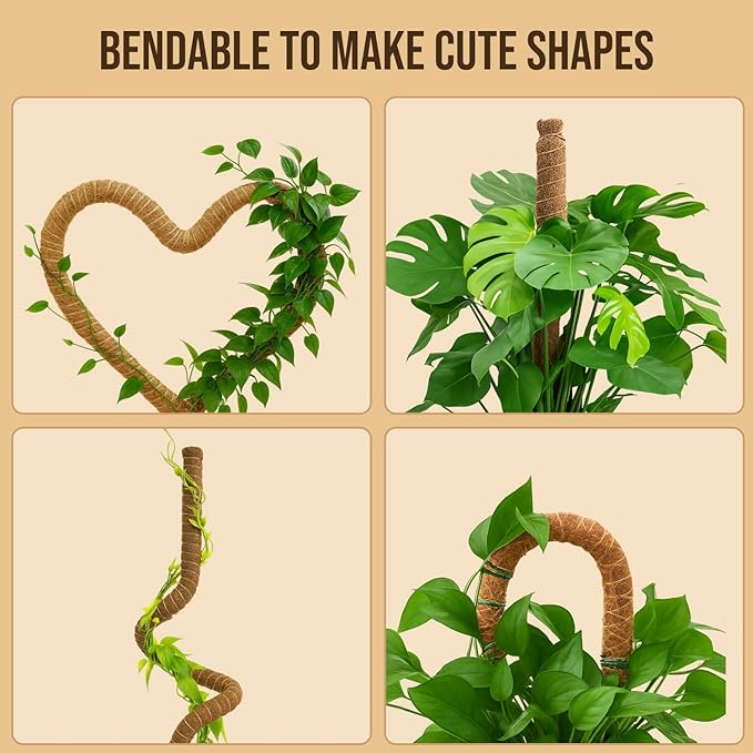 Moss Pole Monstera Plant Support – 48” Bendable Moss Pole Monstera Plant Support, Plant Stakes for Indoor Plants, Tall Plant Sticks Support for Climbing Plants