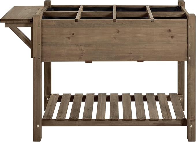 Yaheetech 49x22x32in 8 Pockets Horticulture Raised Garden Bed Elevated Wood Planter Box Stand with Foldable Side Table and Storage Shelf for Herb/Vegetables/Flowers