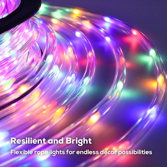 100FT 720 LED Christmas Rope Lights Outdoor Waterproof with Remote, 8 Modes and 4 Brightness Tube Lights for Patio, Outside, Garden, Indoor Outdoor Xmas Decoration (Multicolor)