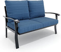 HOMREST Outdoor Loveseat Aluminum Patio Furniture Sofa, All-Weather Metal Outdoor Couch with Cushions, Blue