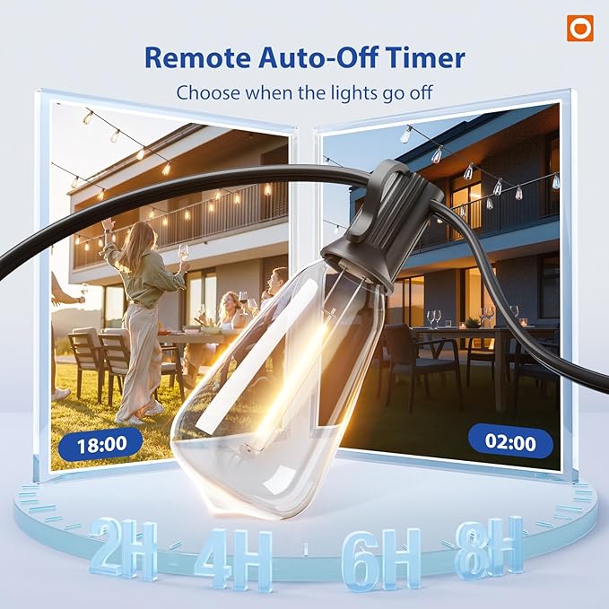 addlon 100FT(50FT*2) LED Outdoor String Lights with Remote Waterproof Patio Lights with 54 Shatterproof ST38 Replaceable Bulbs(4 Spare), Dimmable Outside Hanging Lights Connectable for Porch, Backyard