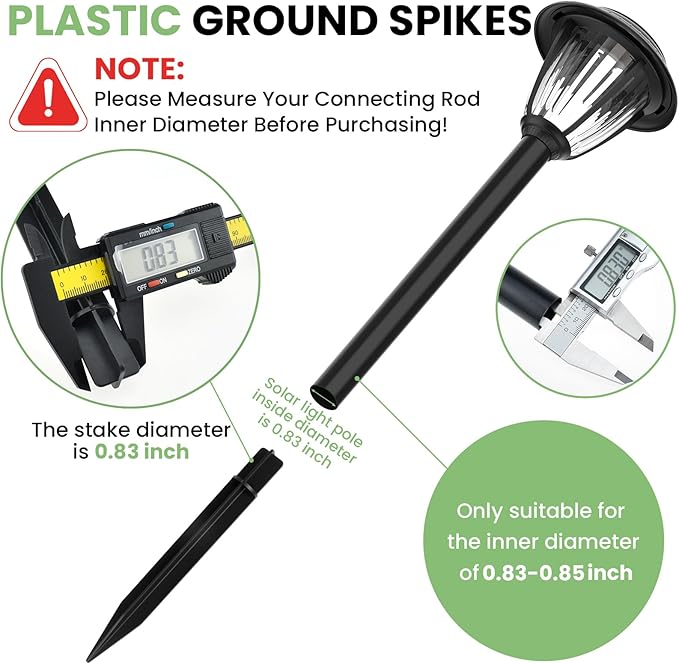 8 Sets Flame Lamp Extension Kit for Solar Torches, Ground Stakes and Joint Connectors to Elevate Outdoor Lighting, Black Adapters for Garden, Backyard & Landscape Decor