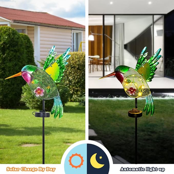 DREAMYSOUL Outdoor Solar Garden Lights, Hummingbird Solar Lights for Outdoor Patio Yard Pathway, Hummingbird Gifts for Women Mom Grandma