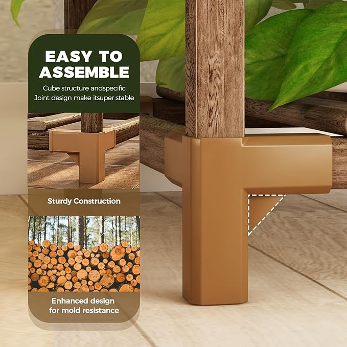 Bamworld Large Hanging Plant Stand Indoor Tall Plant Shelf Outdoor 14 Pots Large Plant Rack for Living Room Patio, Balcony and Garden