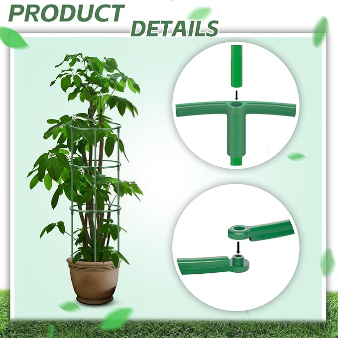 36 Pack Plant Support Stakes for Indoor Plants, Half Round Plant Stakes Ring Stackable 3 Tier Garden Flower Support for More Sizes (10,20,30 Inches), Plastic Cage Trellis for Climbing Leafy Vegetable