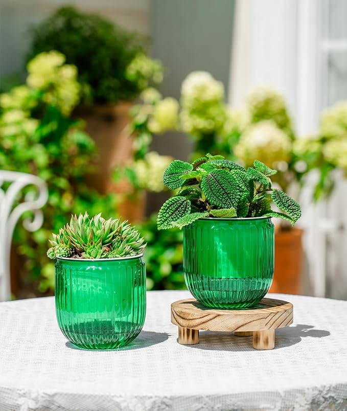 Melphoe Self Watering Pots for Indoor Plants Planter, 4.3 Inch 2 Pack Planters Self Watering Plant Pots for Flower, Houseplants, Succulent, African Violets and Cactus with Drainage